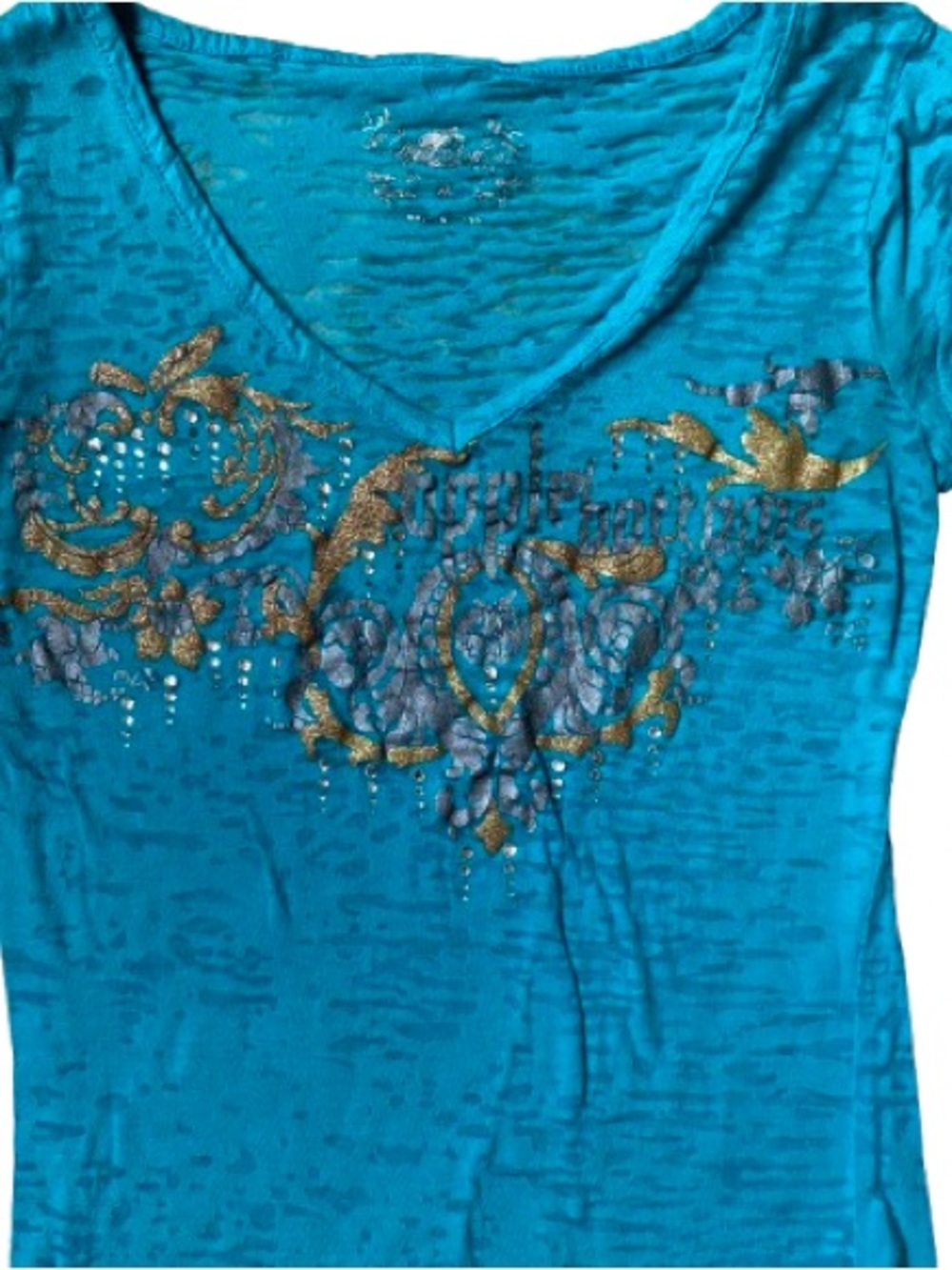 Vintage Y2K Apple Bottoms Metallic Graphic Burnout Tee